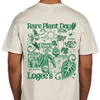 Logee's Rare Plant Day T-Shirt with a green botanical design